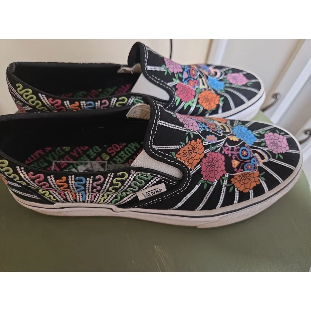 Vans Classic Slip On Dia De Los Muertos Black Glow in the Dark US M 5.5 W 7.0‎